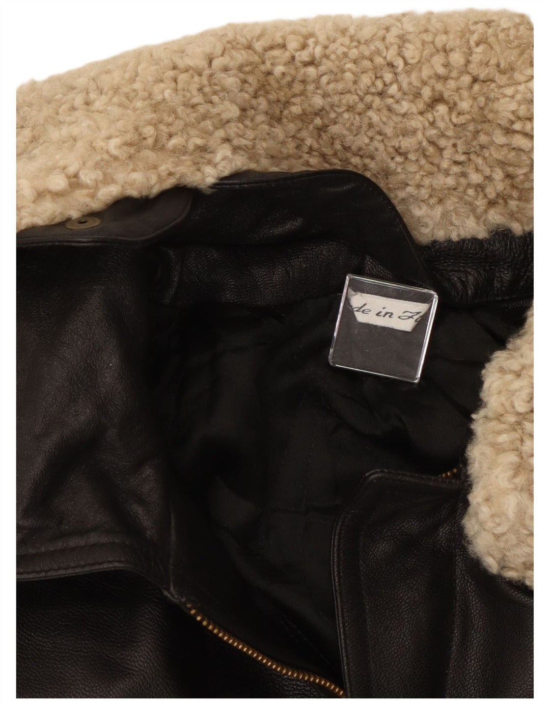 Jaqueta de couro solta feminina vintage IT 40 couro preto pequeno