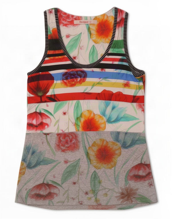 Top de colete gráfico feminino Desigual UK 10 pequeno floral multicolorido