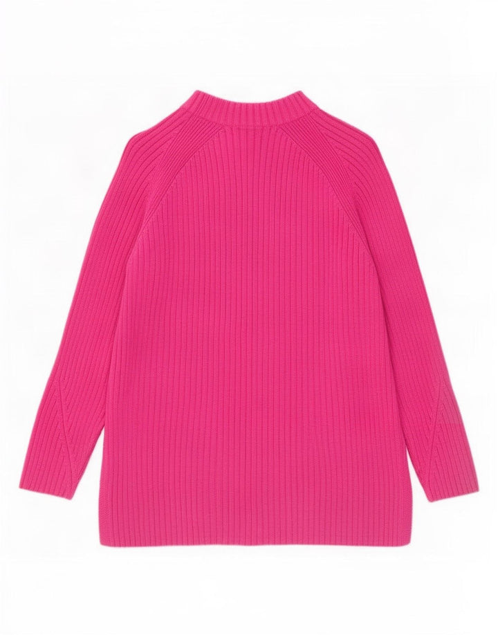 Suéter feminino Marks & Spencer com gola tartaruga Reino Unido 14 algodão rosa médio