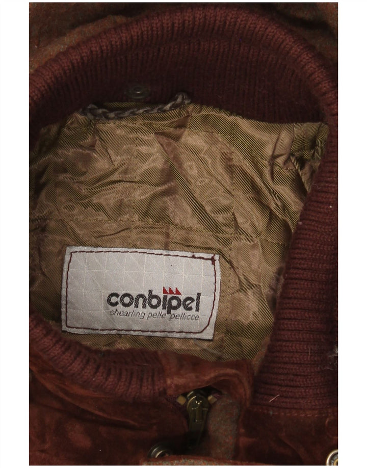 Jaqueta masculina de camurça com capuz CONBIPEL UK 40 grande marrom