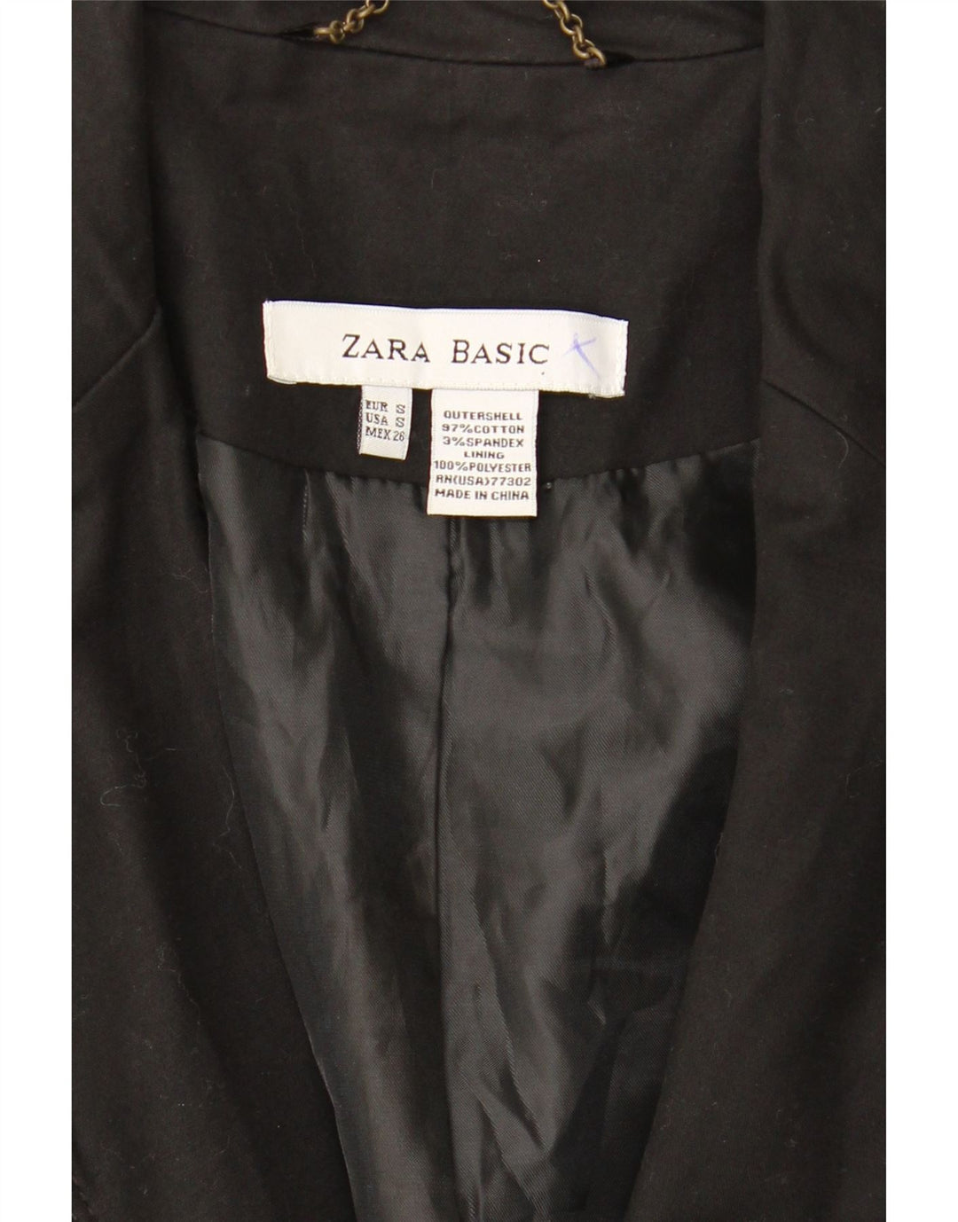 Jaqueta blazer feminina Zara com 1 botão Reino Unido 10 pequeno algodão preto