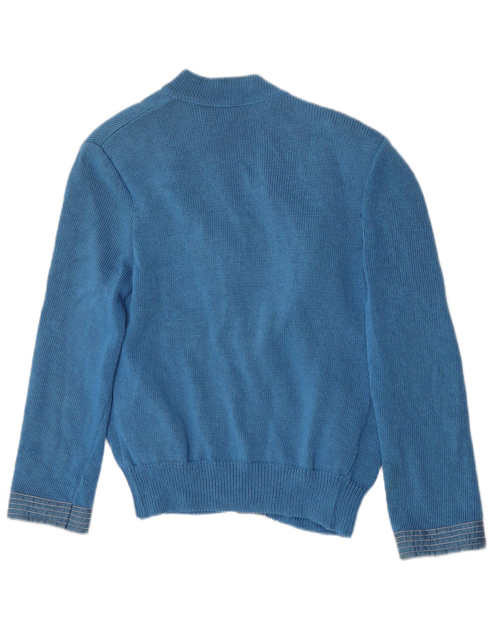Suéter cardigã feminino vintage IT 44 lã azul médio
