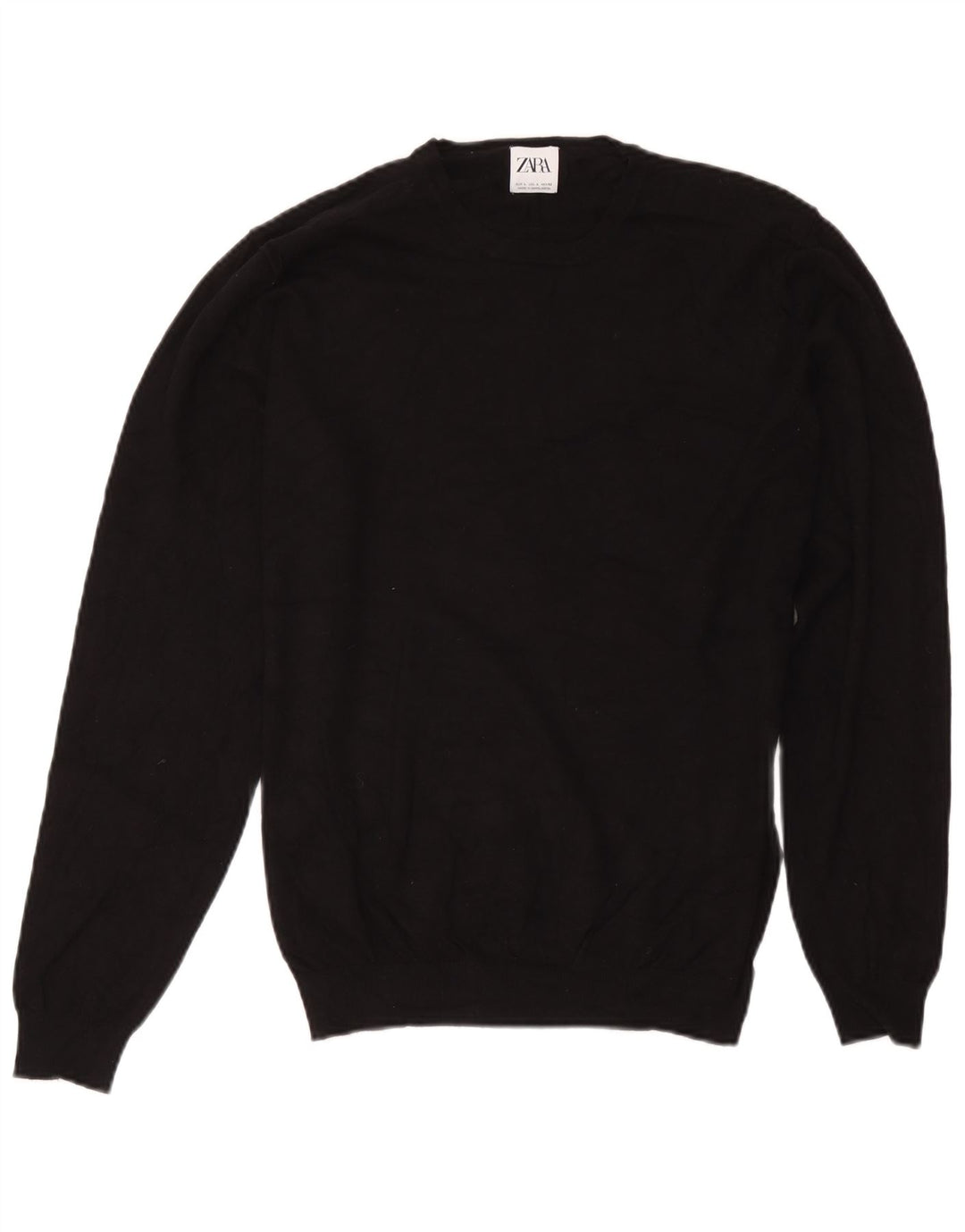 Zara Suéter feminino com gola redonda, Reino Unido 14, grande, preto