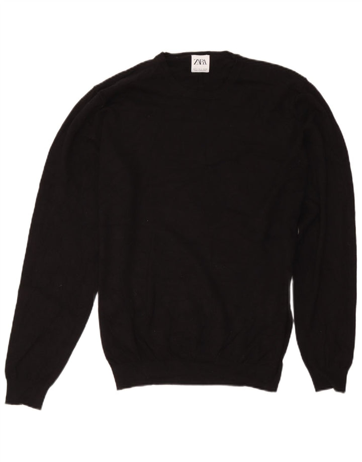 Zara Suéter feminino com gola redonda, Reino Unido 14, grande, preto