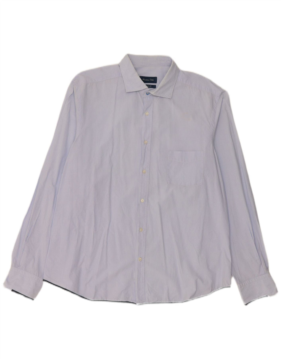 Camisa masculina casual Massimo Dutti 2XL risca de giz azul