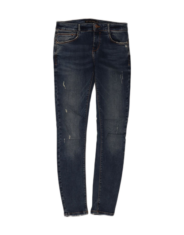 Calça jeans skinny feminina Zara Trafaluc desgastada UE 38 pequena W28 L30 azul