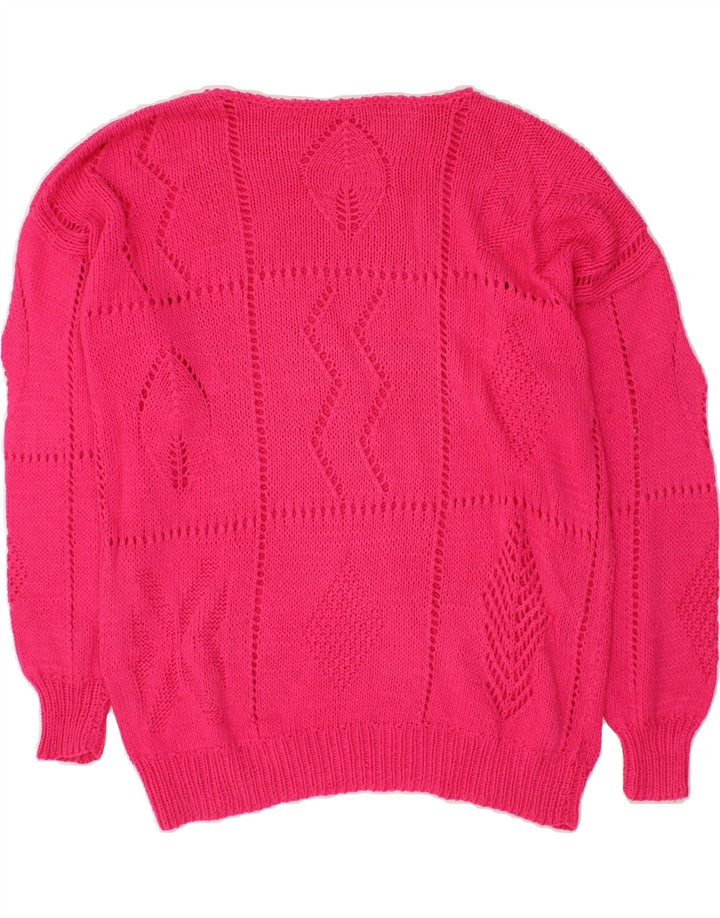 VINTAGE Womens Boat Neck Jumper Sweater UK 18 XL Pink Vintage Vintage and Second-Hand Vintage from Messina Hembry 