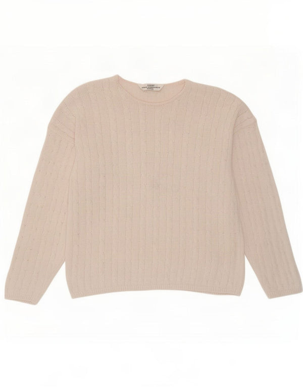 Suéter feminino Marks & Spencer com gola canoa Reino Unido 16 grande algodão rosa