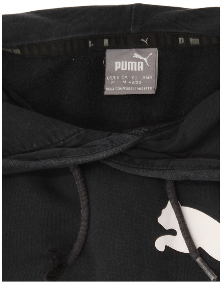 Puma masculino gráfico moletom com capuz médio algodão preto