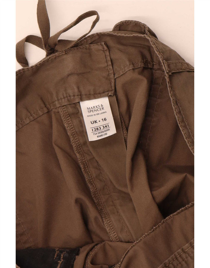 Shorts cargo feminino Marks & Spencer UK 16 grande W34 algodão cáqui