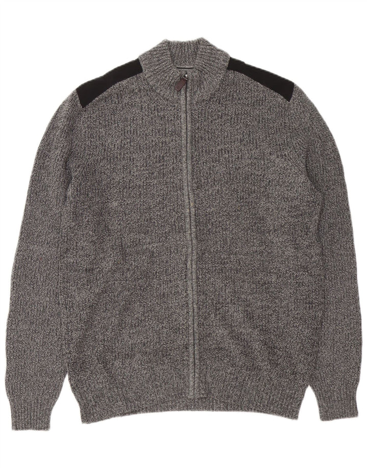 Suéter cardigã masculino IZOD algodão colorblock cinza médio