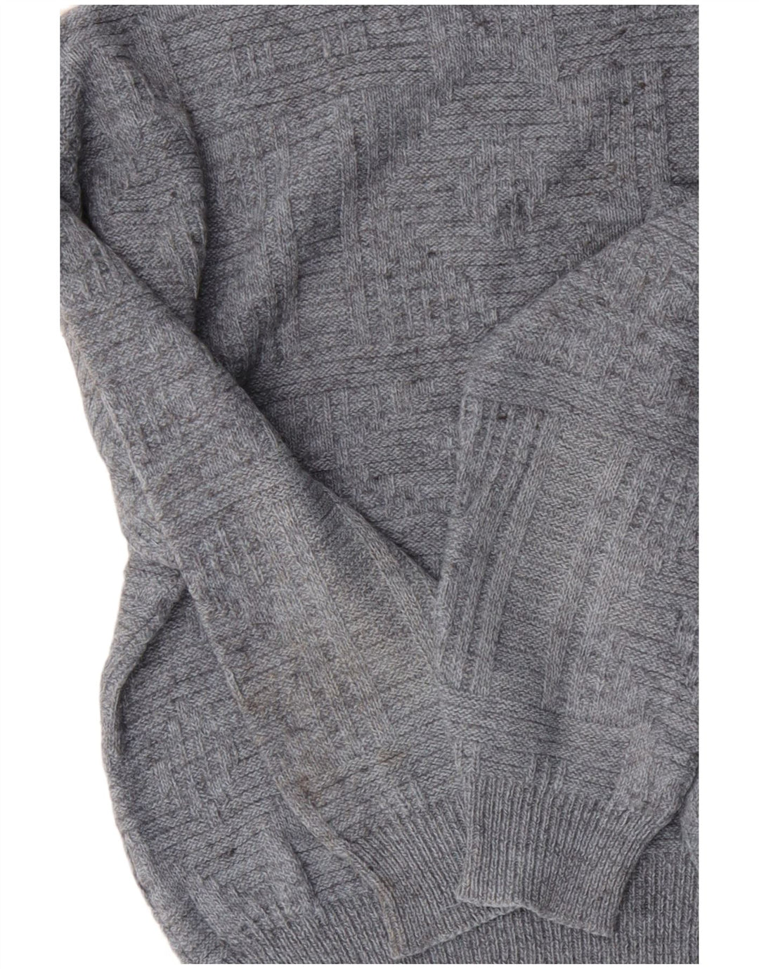 Suéter masculino VINTAGE com gola redonda grande acrílico cinza