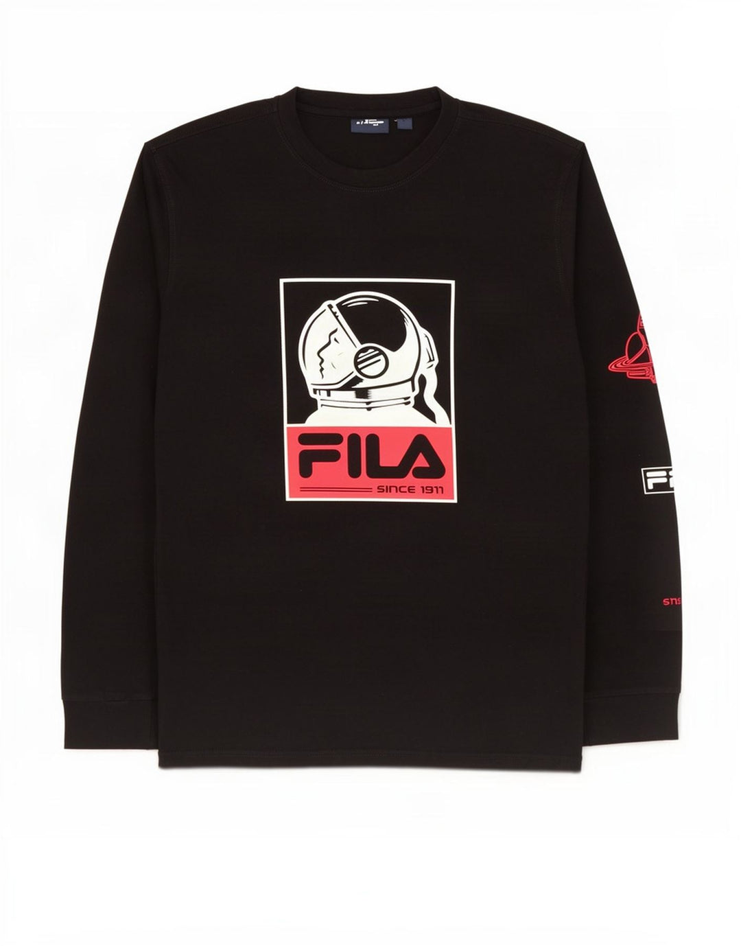 Fila Mens Graphic Top Manga Longa Médio Algodão Preto