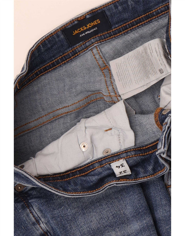 Jack & Jones Mens Slim Jeans W32 L34 Azul Algodão