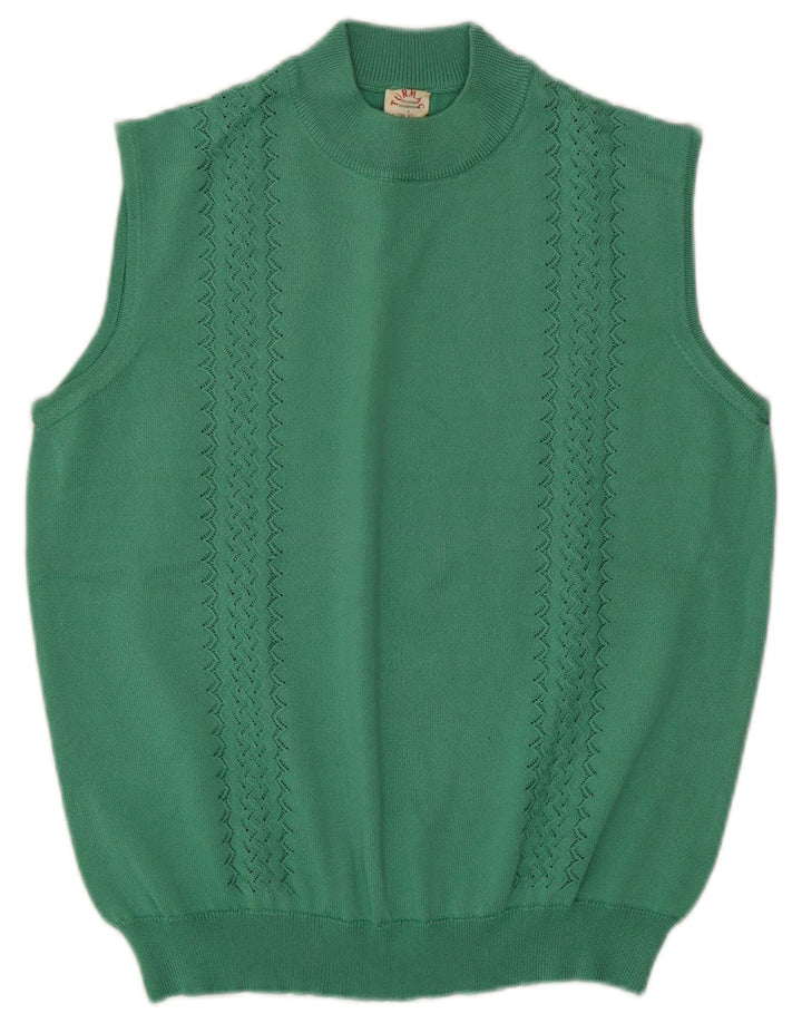 Regata feminina vintage com colete UK 14 acetato verde médio