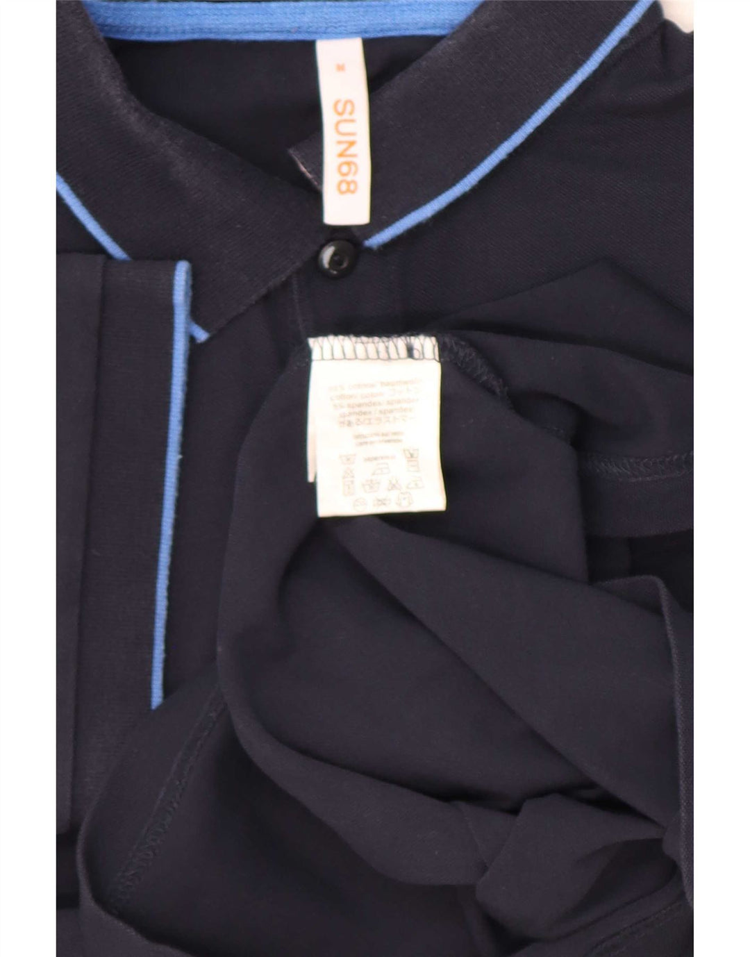 Camisa polo masculina Sun68 de algodão azul marinho médio