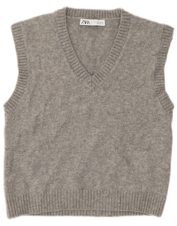 Zara Womens Crop Vest Tank Top UK 10 Pequeno Cinza