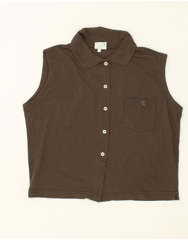 DIADORA Womens Crop Sleeveless Shirt UK 18 XL Grey Cotton Vintage Diadora and Second-Hand Diadora from Messina Hembry 