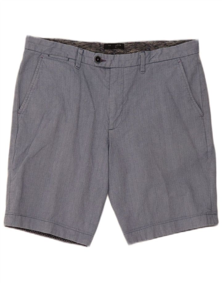 Shorts Chino masculino Ted Baker W34 grande algodão espinha de peixe azul
