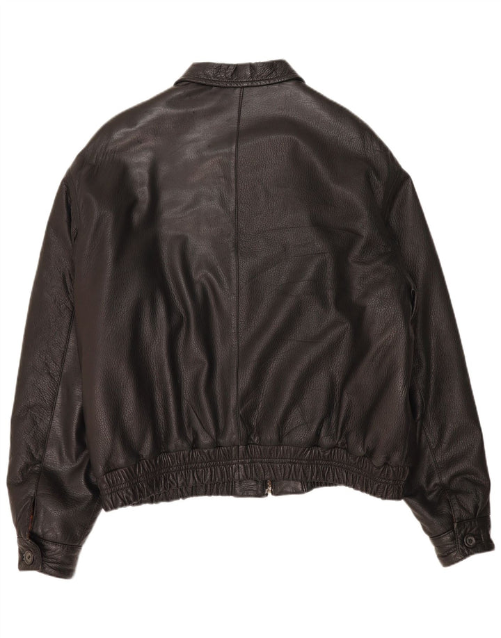 Jaqueta de couro masculina vintage IT 56 3XL preta