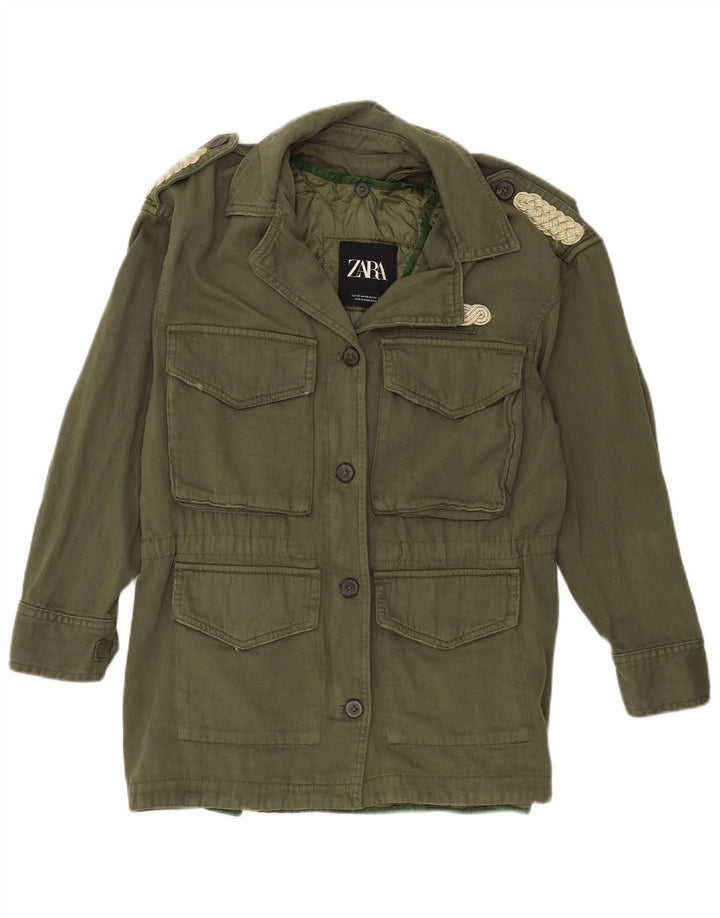 Jaqueta militar oversized feminina Zara Reino Unido 6 XS algodão cáqui