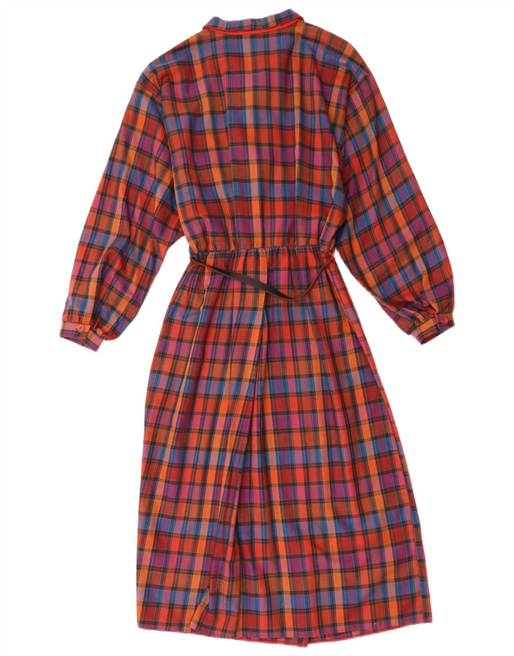 ST. Vestido maxi feminino de manga comprida BERNARD Reino Unido 10 pequeno algodão xadrez vermelho