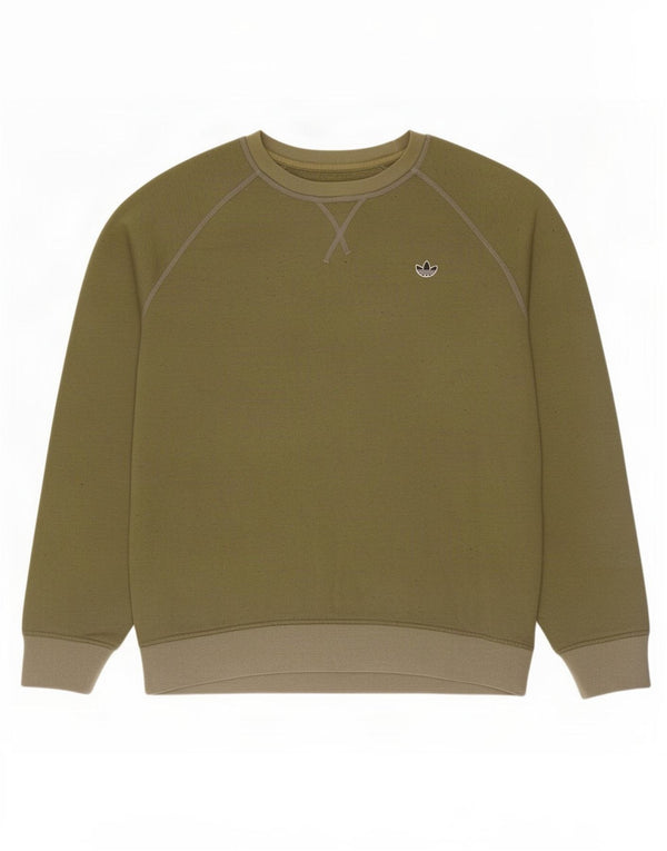 Adidas Mens Moletom Jumper Grande Cáqui Salpicado de Algodão