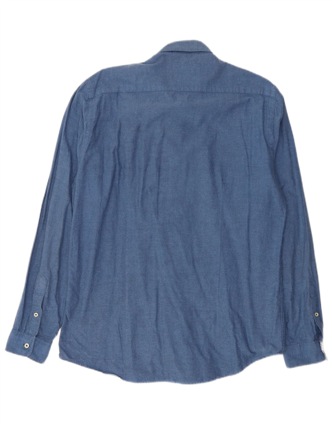 Camisa masculina Zara Slim Fit grande algodão azul
