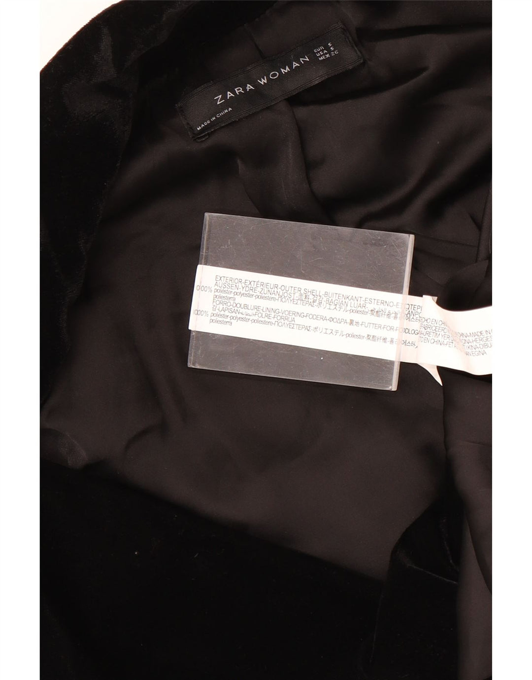 Jaqueta blazer feminina de veludo com peito duplo Zara Reino Unido 10 pequena preta