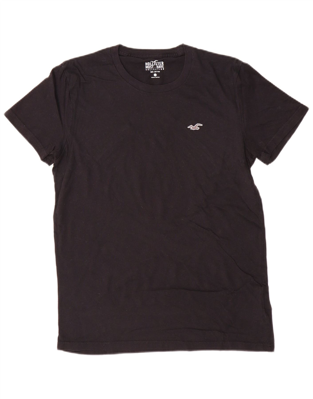 Camiseta masculina HOLLISTER pequena de algodão preto