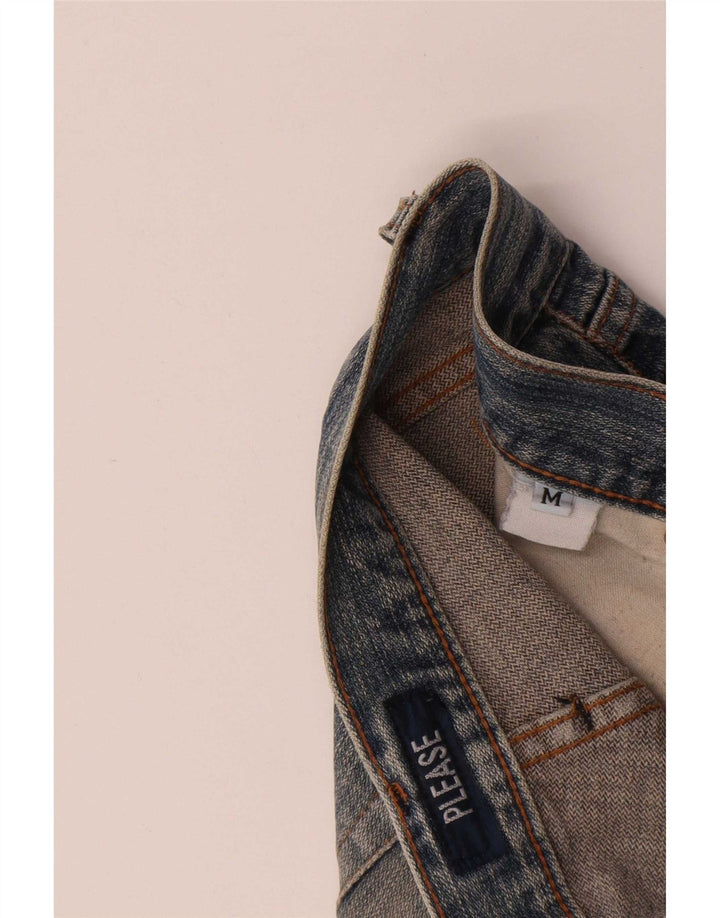 Por favor, jeans reto feminino médio W30 L31 algodão azul