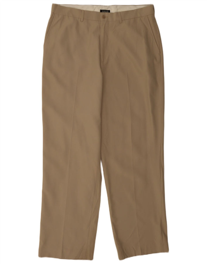 Calça Chino Izod Masculina Reta W36 L32 Poliéster Bege