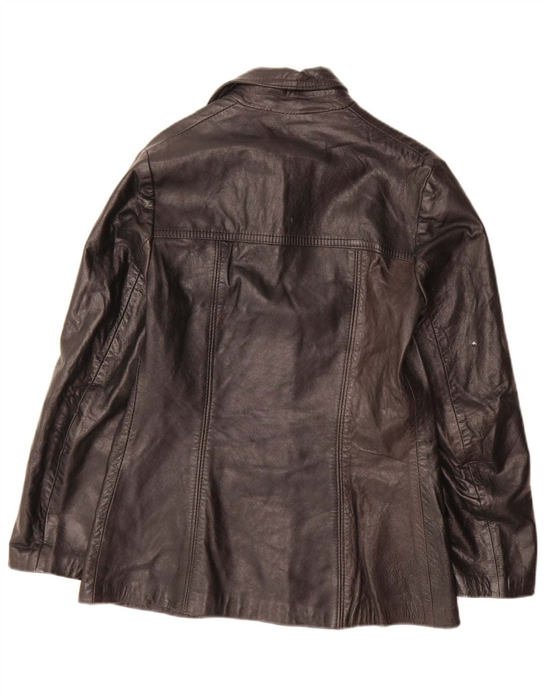 Jaqueta blazer feminina vintage de couro com 3 botões IT 44 médio preto