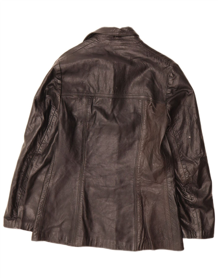 Jaqueta blazer feminina vintage de couro com 3 botões IT 44 médio preto
