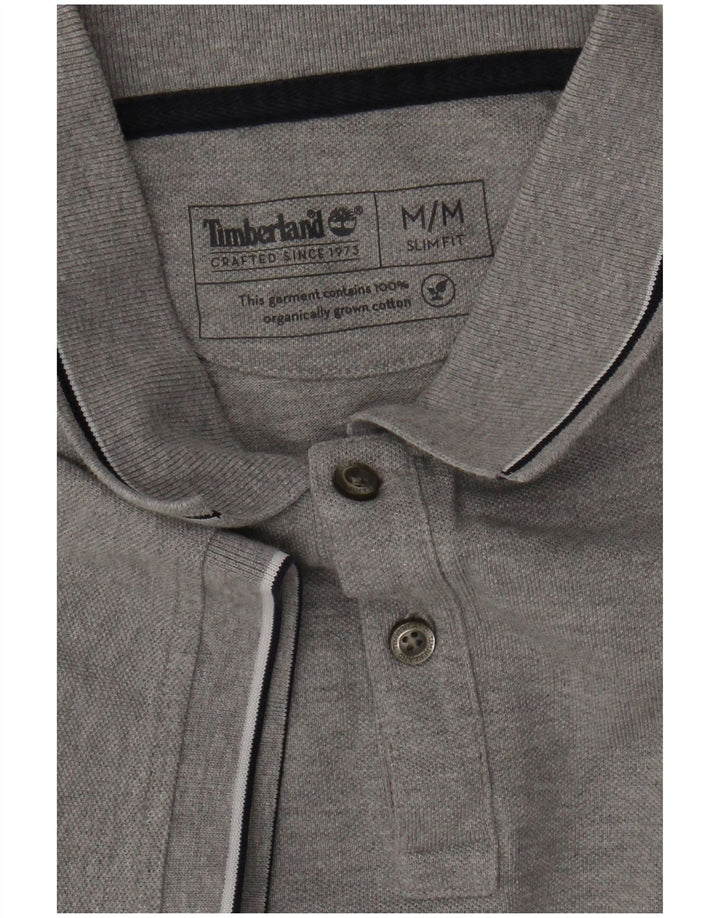 Camisa polo masculina Timberland Slim Fit cinza médio algodão