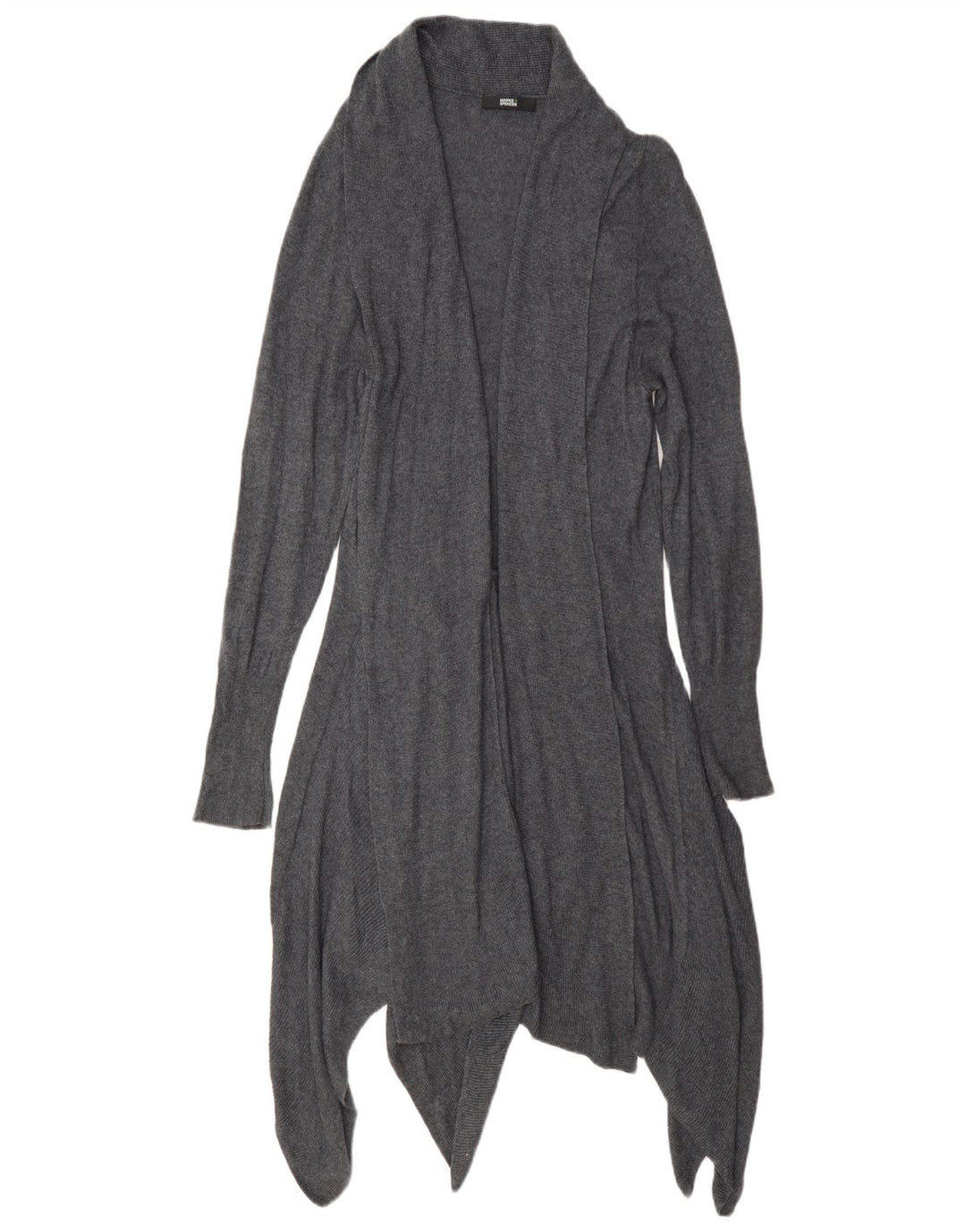 Suéter cardigã assimétrico feminino Marks & Spencer Reino Unido 14 cinza médio