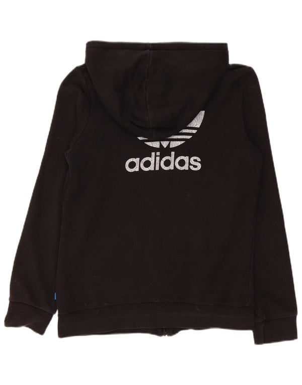 Suéter Adidas feminino com capuz e zíper gráfico UK 12 médio algodão preto