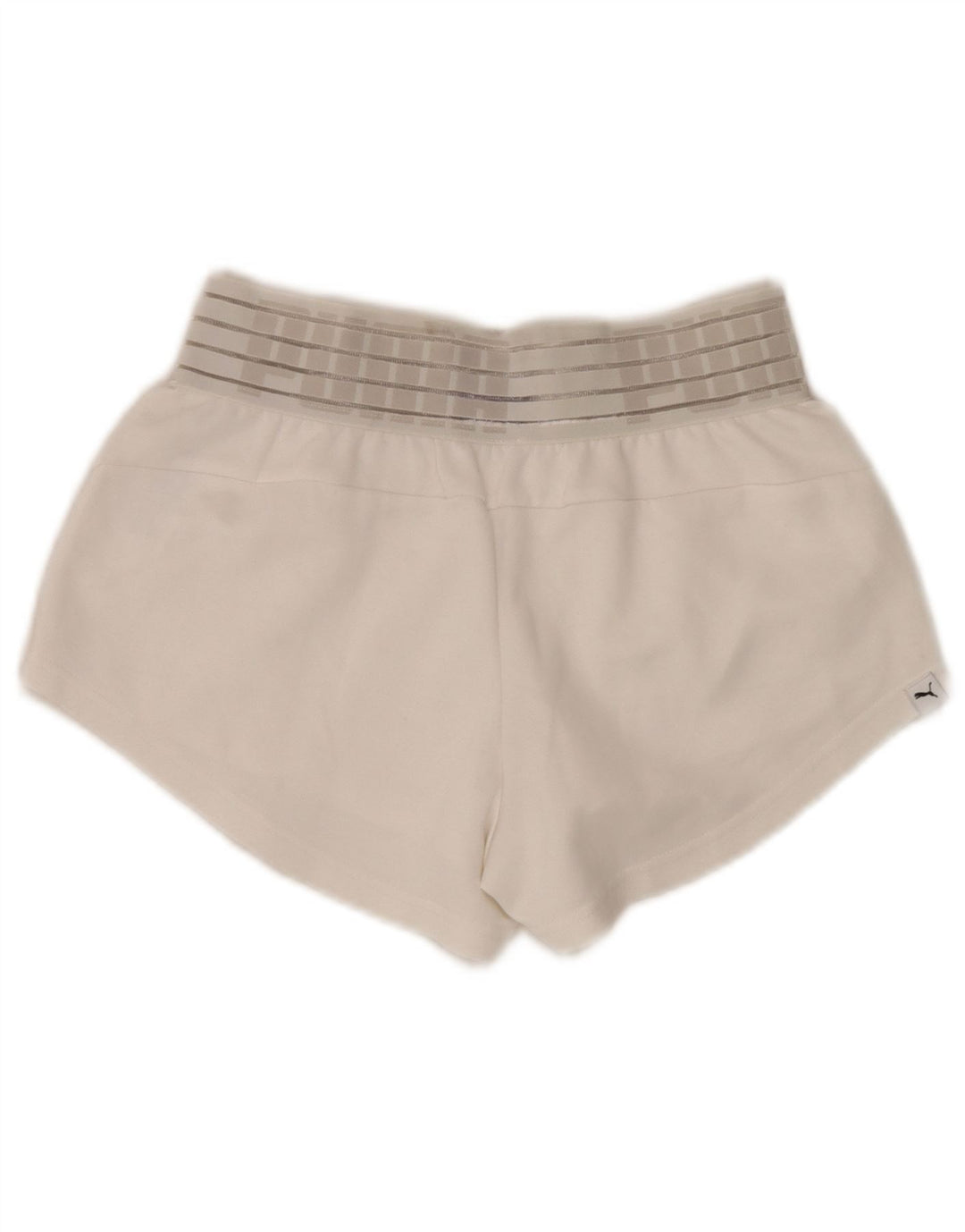 Shorts esportivos gráficos femininos Puma UK 8 pequeno poliéster branco