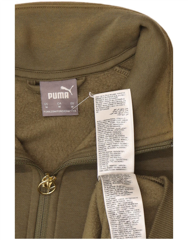 Puma Mens Tracksuit Top Jacket Medium Khaki Colourblock Algodão