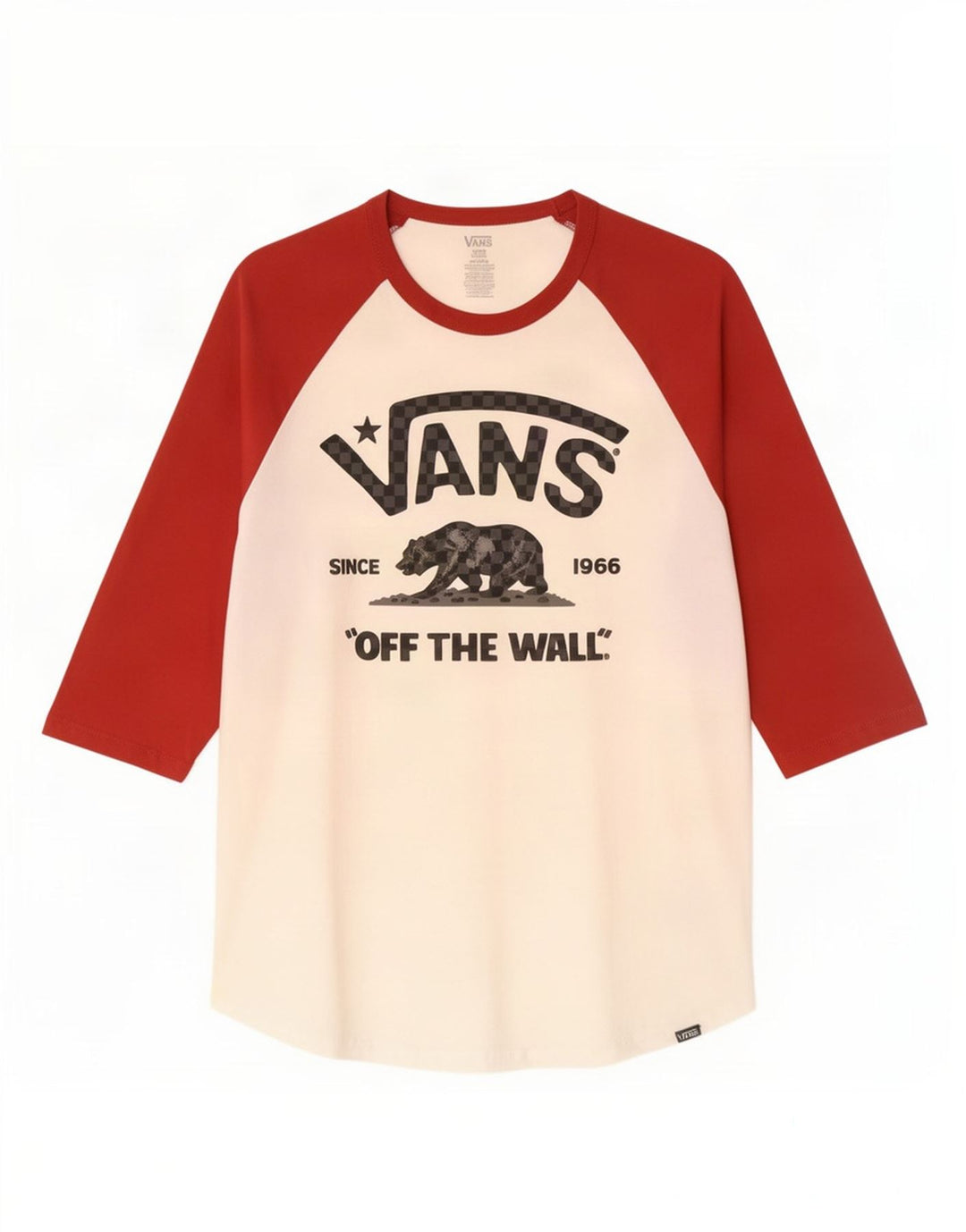 Top gráfico feminino Vans manga 3/4 grande algodão colorblock branco