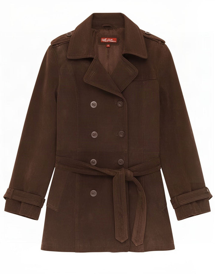 Casaco impermeável feminino de couro Wit & Wisdom UK 16 grande marrom