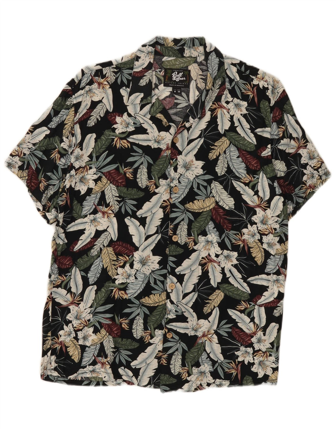 Camisa masculina havaiana de manga curta Pull & Bear média floral multicolorida
