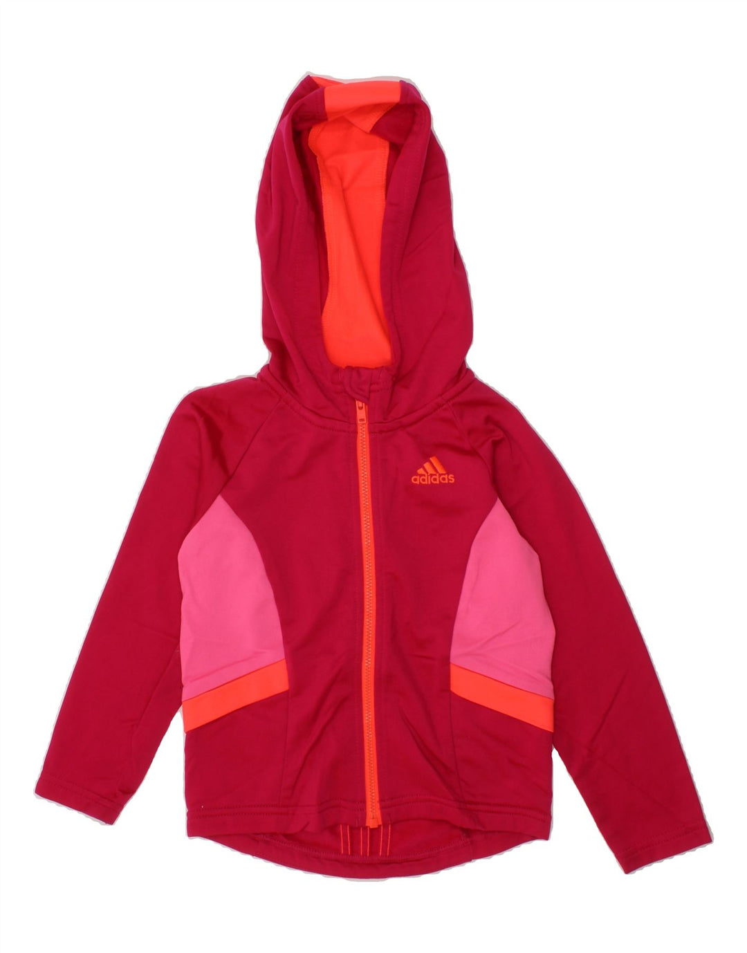ADIDAS Baby Girls Zip Neck Jumper Sweater 18-24 Months Pink Colourblock Vintage Adidas and Second-Hand Adidas from Messina Hembry 