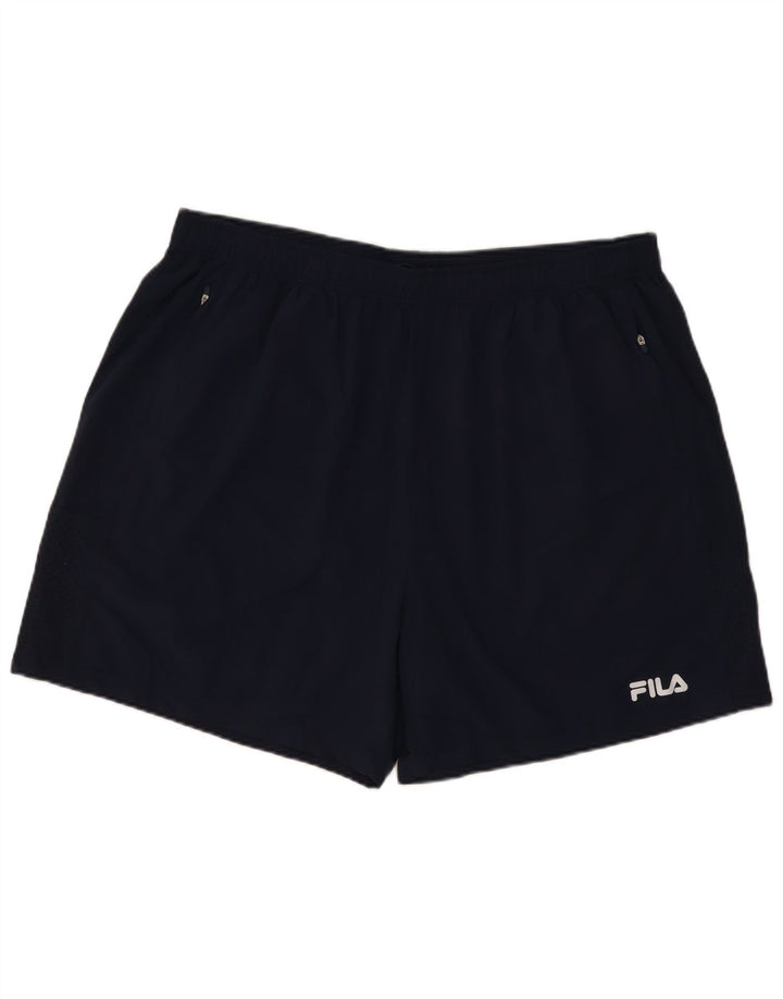 Shorts esportivos masculinos Fila 4XL poliéster azul marinho