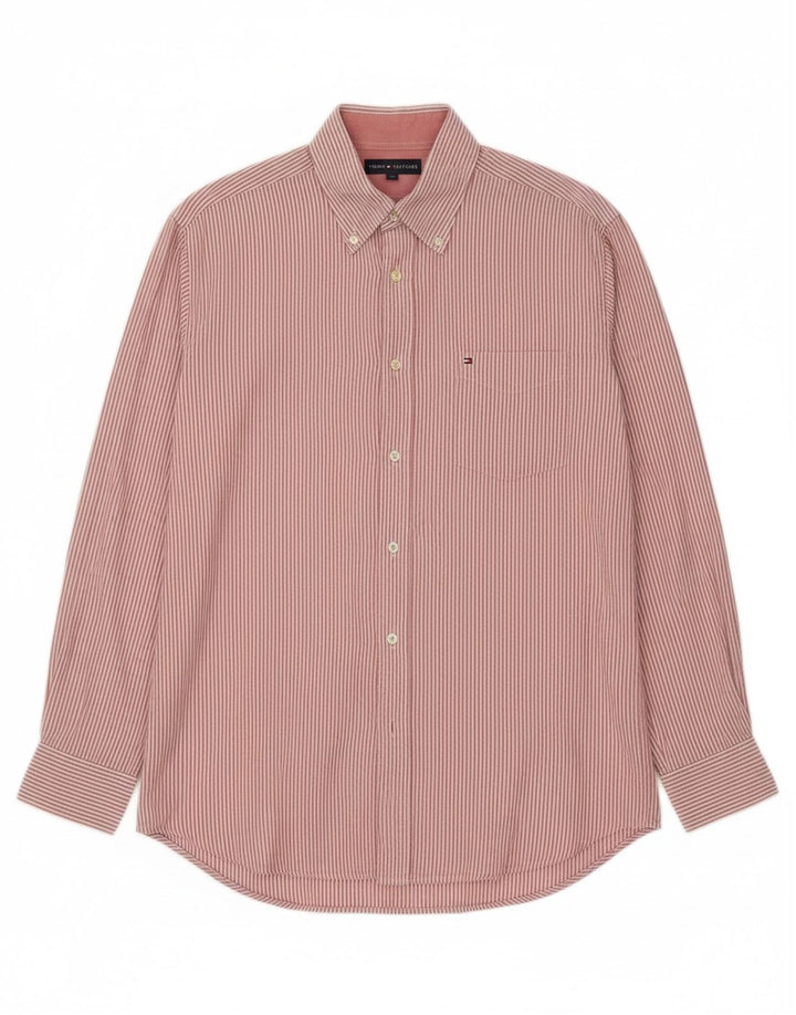 TOMMY HILFIGER Mens Shirt Medium Pink Striped Cotton Vintage Tommy Hilfiger and Second-Hand Tommy Hilfiger from Messina Hembry 