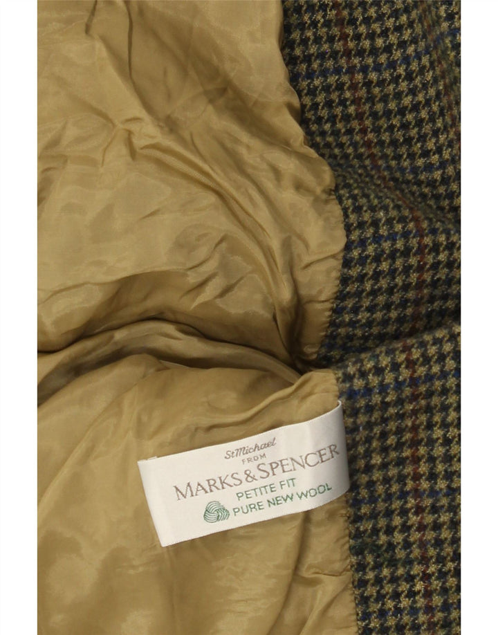 Jaqueta Marks & Spencer Feminina Petite Blazer Reino Unido 12 Médio Verde Houndstooth