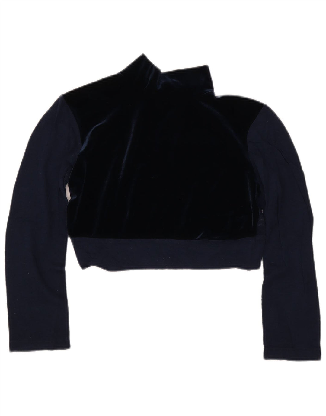 Blusa feminina vintage transparente top IT 44 lã azul marinho médio