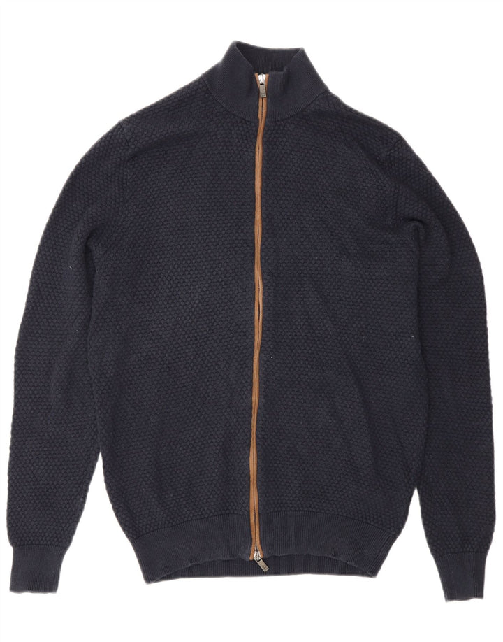 Suéter cardigã masculino Massimo Dutti médio algodão azul marinho