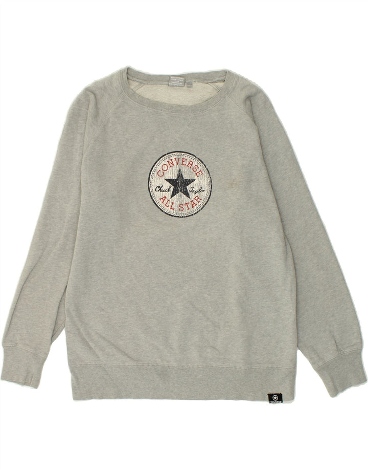 CONVERSE Mens Graphic Sweatshirt Jumper Small Grey Cotton Vintage Converse and Second-Hand Converse from Messina Hembry 