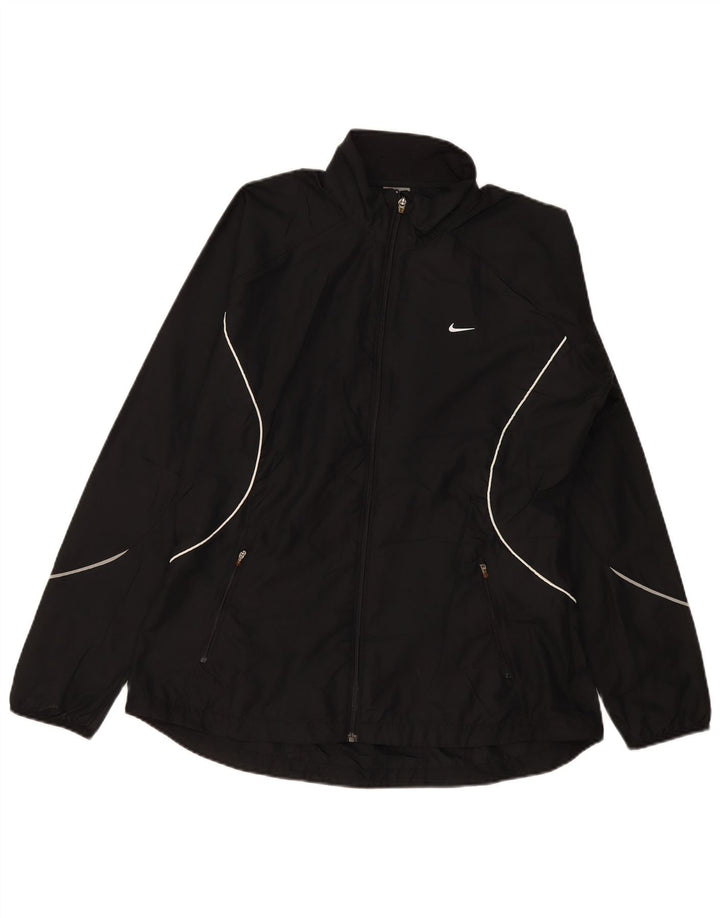 Nike Womens Tracksuit Top Jacket UK 16/18 XL Preto Poliéster